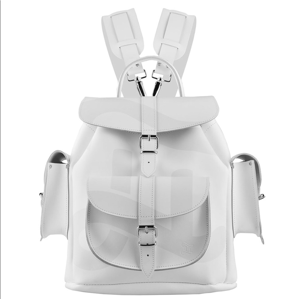Grafea Hari LOGO WHITE Leather Backpack